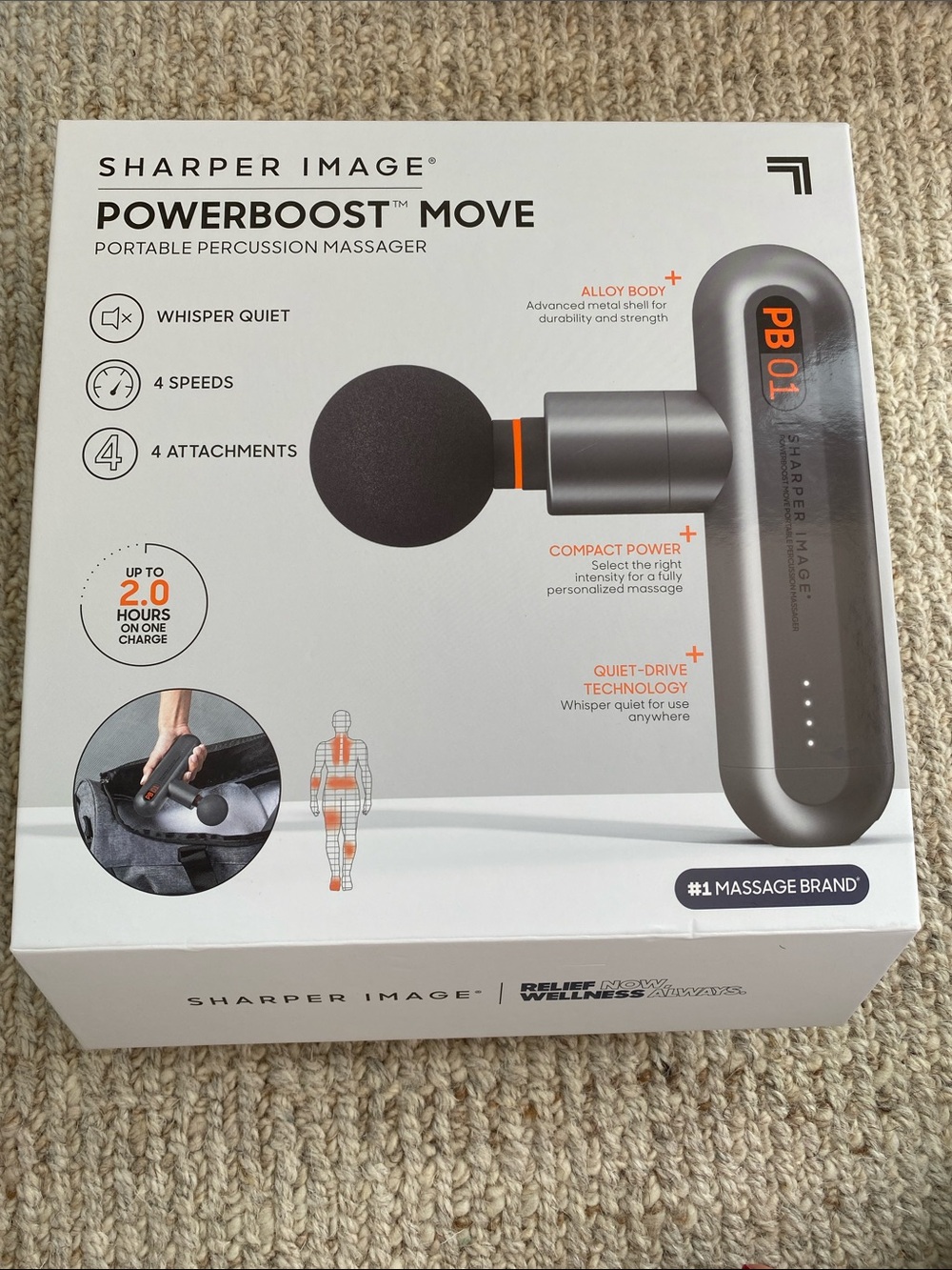 Sharper Image Power Boost move portable percussion massager. NIB
